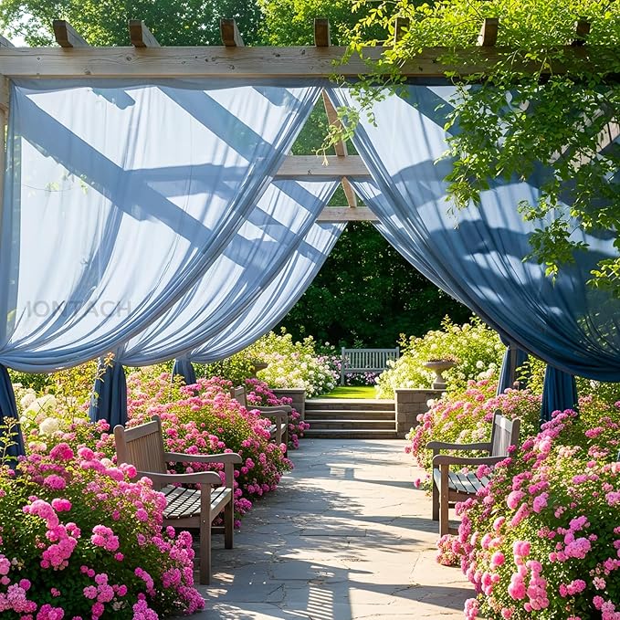 Wedding Arch Draping Fabric 29" x 19Ft Sheer Drapes for Backdrop Wedding Ceremony Reception Ceiling Decor Curtain Baby Bridal Shower Decoration (Dusty Blue, 1 Panel)