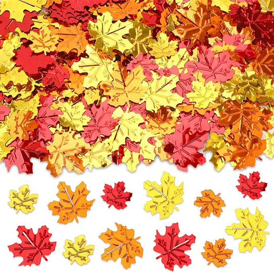MARFOREVER Fall Glitter Confetti, Thanksgiving Metallic Foil Maple Leaves Fall Party Decorations Scatter Sequins Confetti Sprinkles for Thanksgiving Table Supplies