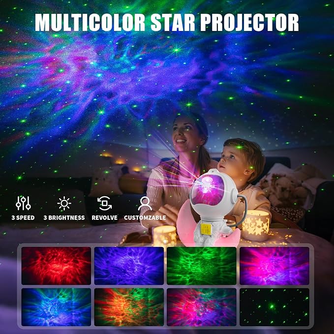 Astronaut Galaxy Projector Night Light Star with Timer and Remote Galaxy Light with Seven Colors Moon Night Light LED Nebula Lights for Kids Adults for Bedroom Gaming Room Decor Gift (Moon)