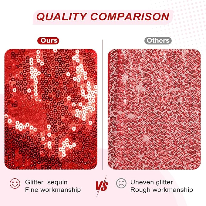 PartyDelight Red Sequin Backdrop Photography Christmas Curtain 6Ft x 8Ft