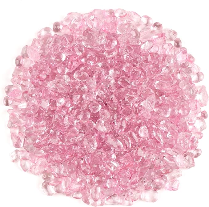 WAYBER Glass Stones, 1Lb/460g Irregular Sea Glass Dercorative Rocks Non-Toxic Artificial Crystal Pebbles for Aquarium Decoration/Vase Filler/Table Scatter/Handcraft/Jewelry Making/Gems Display, Pink