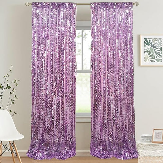 9x9FT Big Sequin Purple Backdrop Curtains, Sequin Photo Backdrop Payette Backdrop Curtain Panels, Shimmer Fabric Photography Backdrop for Wedding Party Christmas Decoration