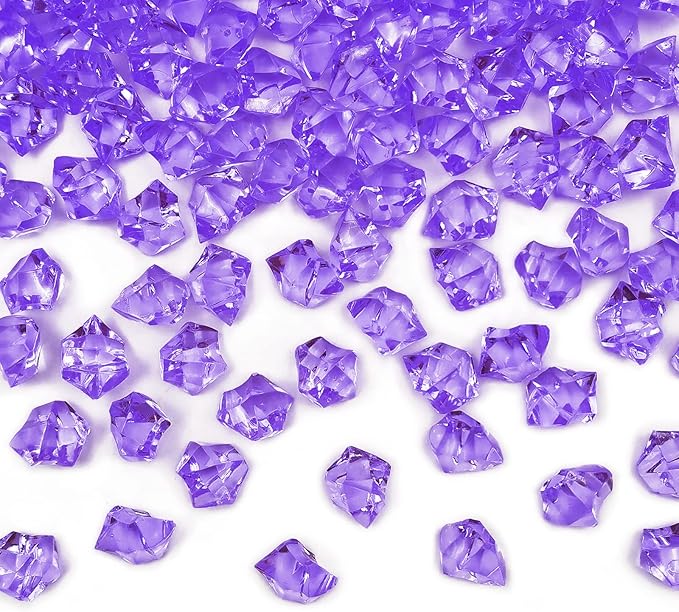 Vase Fillers for Home Decor, Fake Crushed Ice Cubes, Vase Fillers, 150 pcs Reusable Fake ice Cubes for Photography Accessories Props Decoration for Wedding(irregular-16 * 22mmPurple)
