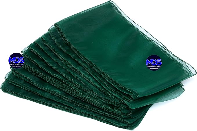 MDS Pack of 100 PCS Organza Chair Sashes Wider Dining Chair Bows Ribbon Tie Back for Wedding Party Birthday Bridal Shower Reception Event Banquet Home Chair Cover Decoration - Hunter Green