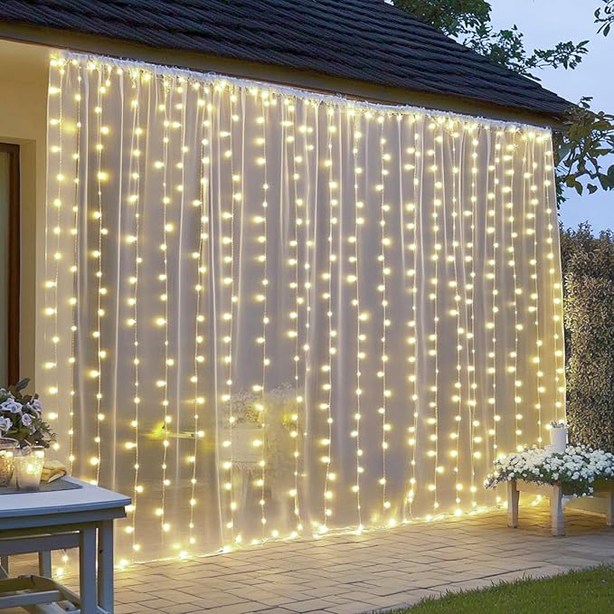 Fairy Curtain Lights, 200 LED Upgraded Tangle-Free Hanging Lights with Remote, USB Plug in String Lights for Bedroom Wall Window Wedding Party Xmas Home Décor - 6.6 x 6.6 Ft, Warm White