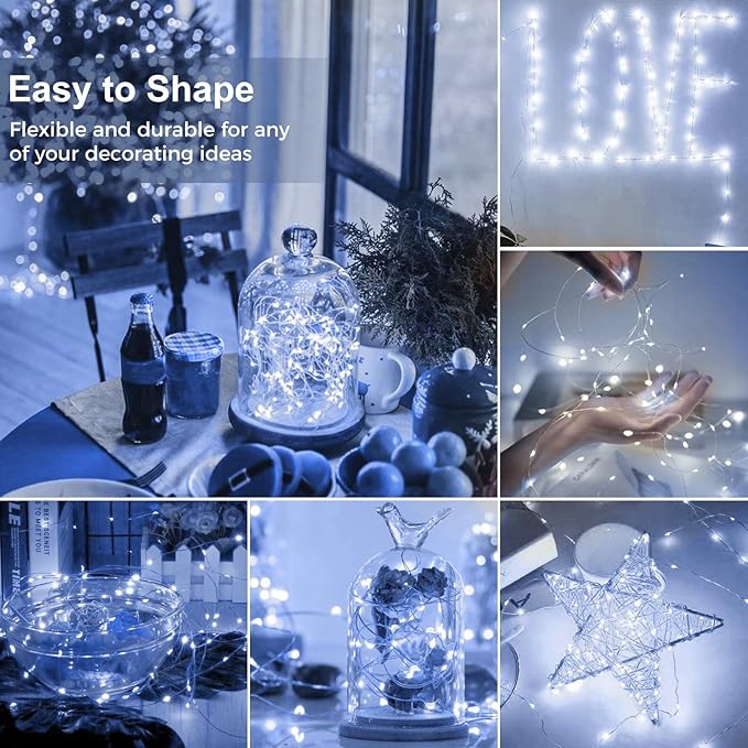 kolpop 30 Pack LED Fairy Lights Battery Operated, 7FT 20 LED Mini Twinkle String Lights Battery Powered Waterproof for Christmas Mason Jars Party (Cool White)