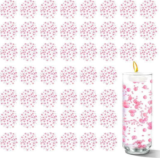 50 PCS Artificial Floating Beads for Centerpieces Vases, Pink Porcelain 8+3mm AB String Beads for Wedding Party Pearl String for Decor, String Pearls for Crafts Vase Filler