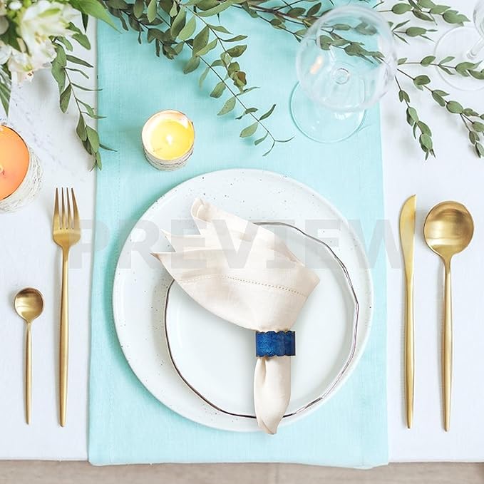 Handmade Epoxy Napkin Rings Set of 12 | Elegant Table Decor for Dining, Weddings & Events | Durable & Stylish Napkin Rings Holders | Art Deco Design (Blue Gold) - ALPHA Living HOME