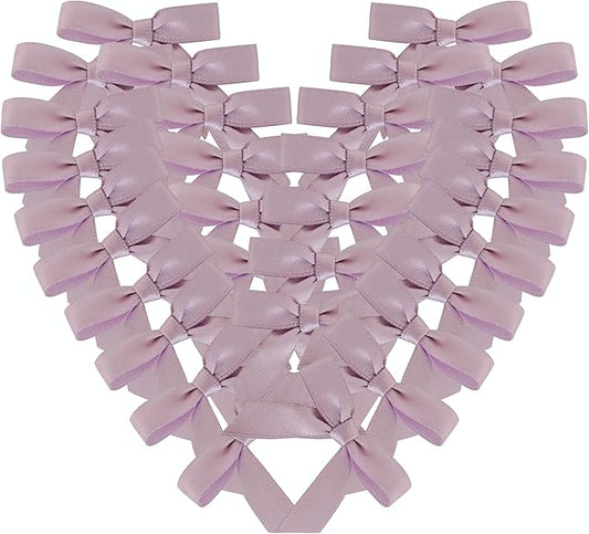 50pcs 1-1/2" Lavender Satin Ribbon Bows with Twist Ties Mini Ribbon Bows for Candy Partiy Decoration Gift Packing&Wrapping Accessoried(Lavender)