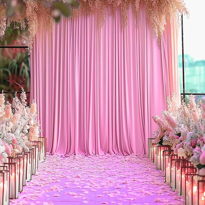 2 Panels Pink Backdrop Curtain, 10 x 10 Feet Background Curtains for Parties, Weddings, Baby Showers, Bachelorette Halloween, Christmas Birthday Party Photoshoot Backdrop Curtains Decorations