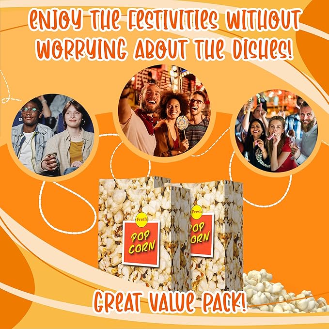 MT Products Popcorn Bags 4 oz. - Large Individual Popcorn Holder - Pack of 50
