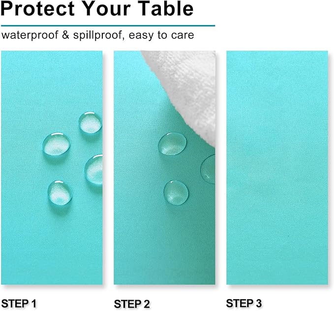 Hiasan Solid Rectangle Tablecloth Aqua - Waterproof Washable Oblong Fabric Table Cloth for Dining Room Kitchen and Outdoor Use, 30 x 60 Inch