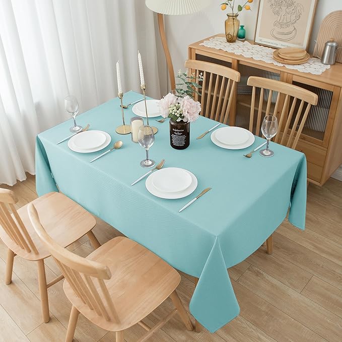 Biscaynebay Tablecloth for Rectangle Tables-70x108 Inch Aqua Blue Outdoor Picnic Table Cover-Rectangular Folding Table Cloths Water Resistant for Kitchen Camping Dining Room Patio Banquet Party