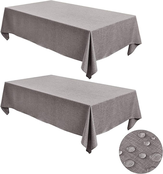 Fitable Faux Linen Tablecloths for Rectangle Tables: Water & Stain Resistant Farmhouse Table Cloth, Washable Burlap Textured Table Covers for Kitchen Dining Party(2 Pack, 60x120 Inch, Stone)