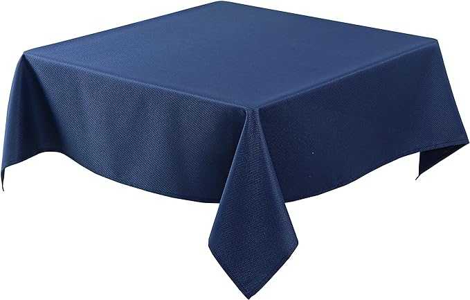 Biscaynebay Textured Fabric Square Tablecloths 54x54 Inches, Navy Water Resistant Table Cloth Small Card Folding Table Covers Linen for Dining, Kitchen, Wedding and Parties etc. Machine Washable