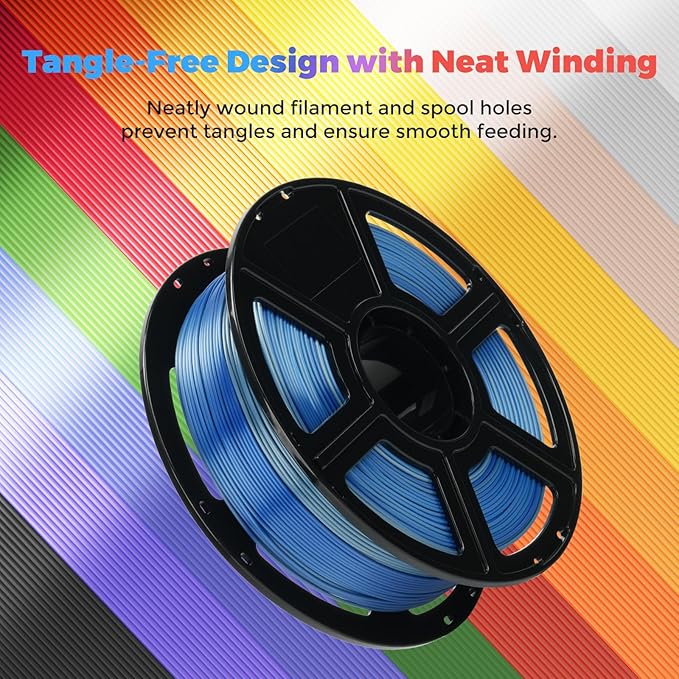 FLASHFORGE Silk Dual Color Filament, Blue to Silver Gradient, Smooth Color-Changing 3D Printer Filament 1kg (2.2lbs) Spool, 3D Printing Filament Easy to Use and Fits for Most FDM 3D Printers