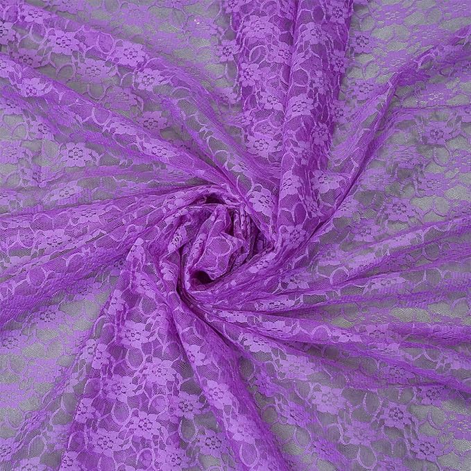 MDS Pack of 25 Wedding 12 x 108 inches Lace Table Runner for Wedding, Decorations for Birthday Parties, Banquets, Graduations, Engagements, and Runners fit Rectangle, Round Table- Lavender