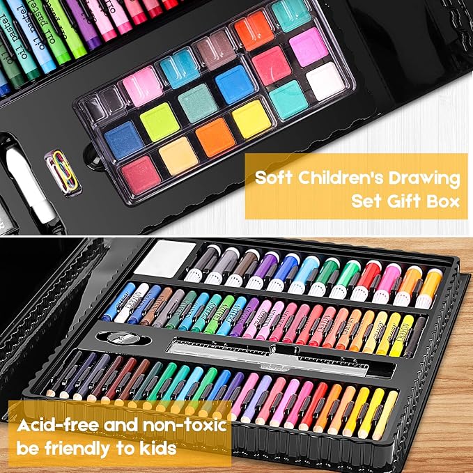 Art Kit, 251-Pack Art Supplies Drawing Kits, Arts and Crafts Gifts Box for Kids Teen Girls Boys, Art Set Case with Trifold Easel, Scratch Paper, Sketch Pad, Coloring Book, Crayons, Pencils