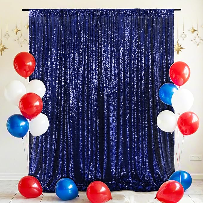 Eternal Beauty Navy Blue Sequin Backdrop, 20x10 Ft Glitter Background Curtains for Shimmer Photography Party Wedding Birthday Independence Day Back Drop Decor
