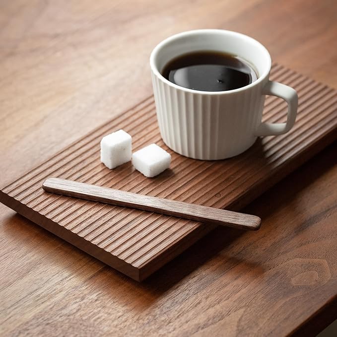 4Pcs Black Walnut Wood Coffee Stirrers 6″ Reusable Wooden Drink Stir Sticks for Coffee, Tea, Milk, Chocolate & Jam Spreader