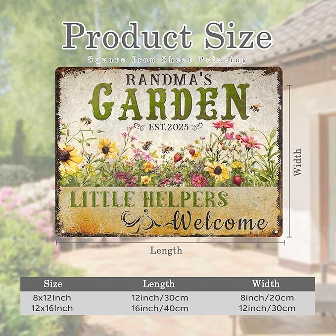 Custom Sign, Personalized Metal Signs, Customize for Office, Business, Workplace, Office, Home, Delivery Signs, Metal Sign With Your Own Image, Text,Photo, Pets, Kids Art Made in USA (Garden 02)
