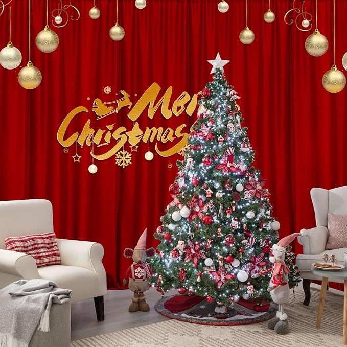 10ft x 7ft Red Backdrop Curtains for Party Valentine's Day Arch Stage Wedding Ceremony Curtains Fabric Photography Backdrop for Baby Showers Rod Pocket Home Decoration, 5ft x 7ft, 2 Panels