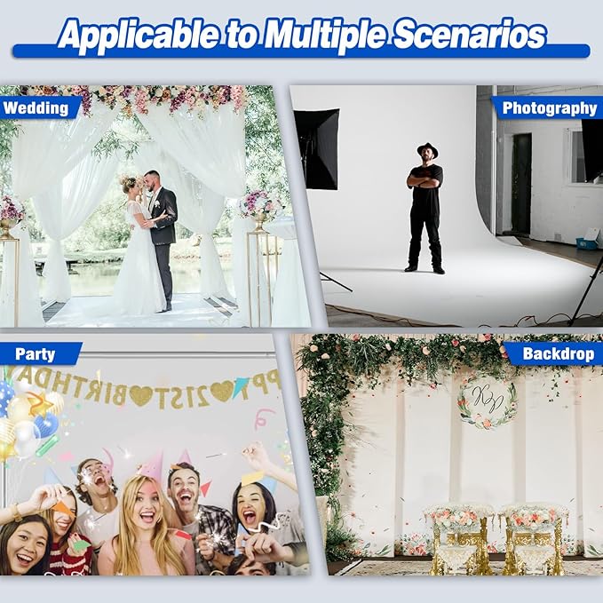 Pipe and Drape Backdrop Stand 8ftx10ft Adjustable Background Support System Heavy Duty Background Stand for Wedding Banquet Decorations Silvery