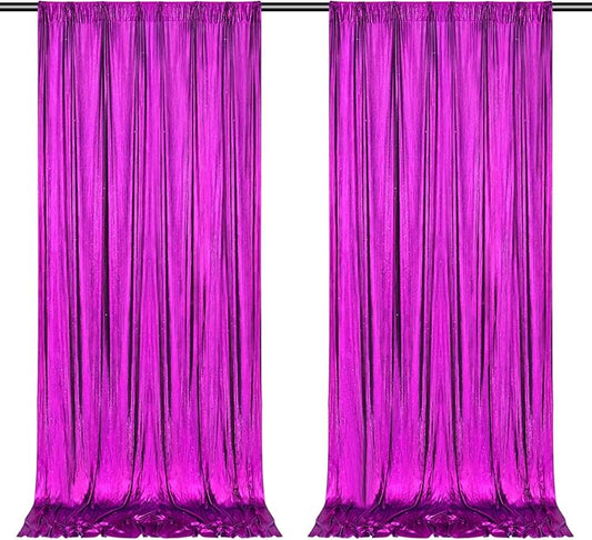 Back Drop Curtains for Parties 9.6x8FT Purple Background Drapes Shimmer Photo Photography for Hallween Ceremony Home Decorations(2 Panels 4.8x8FT)
