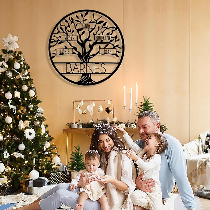 Personalized Tree of Life Metal Sign Wall Art Decor, Custom Wedding Gifts for Couples, Custom Family Name Sign, Christmas Valentine's Day Housewarming Gifts