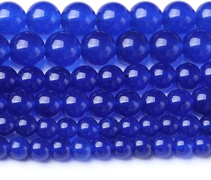 Mysterious Blue Chalcedony Stone Beads Gemstone Round Crystal Energy Jade Beads Stone Beads for Jewelry Making DIY Bracelet Necklace Jewelry Making 1 Strand 15.5inch 4MM