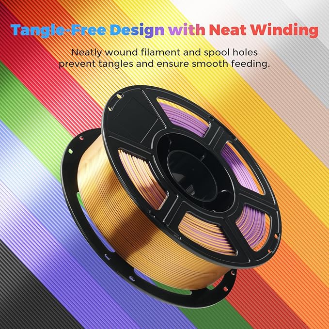 FLASHFORGE Silk Tri-Color Filament, Purple, Gold and Black 3 in 1 Coextrusion Silk PLA Filament 1.75mm, 3D Printer Filament Color Change 1kg(2.2lbs) Spool, Dimensional Accuracy +/- 0.02mm