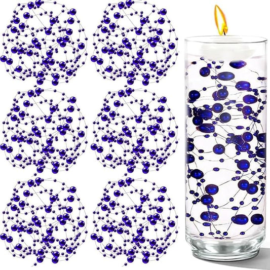 50 PCS Artificial Floating Beads for Centerpieces Vases, Dark Purple 8+3mm String Beads for Wedding Party Faux Pearl String for Decorating, String Pearls for Crafts Vase Filler