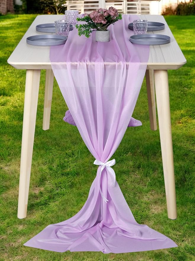 MDS Halloween Chiffon Table Runner - 5 Pack, 29 x 170 Inches, 14ft Each - Sheer Spooky Table Runners for Haunted House Parties, Trick-or-Treat Tables, Witchy Décor, Wedding & Events - Orchid