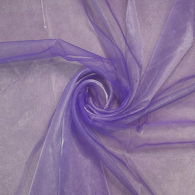VDS Lavender Organza Fabric, 10 Yards Continuous, 45” Wide, Wedding Party Decoration Iridescent Crystal Sheer Shiny Organza Tulle Bridal Dress DIY Crafts Costume Sewing Backdrop Arch Cloth
