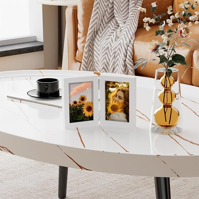 decorUhome Double 4x6 Picture Frame Vertical, Engineered Wood Bifold Photo Frame with Plexiglass for Tabletop Display, 4x6, White