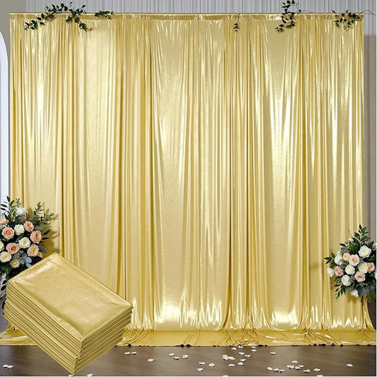 Outpain Thick 40 ft x 10 ft Gold Sequin Backdrop Curtain for Parties, Wrinkle Free Glitter Photo Backdrop Drapes 8 Panels 5x10ft Gold Back Drop Cloth for Wedding Christmas Photography Background