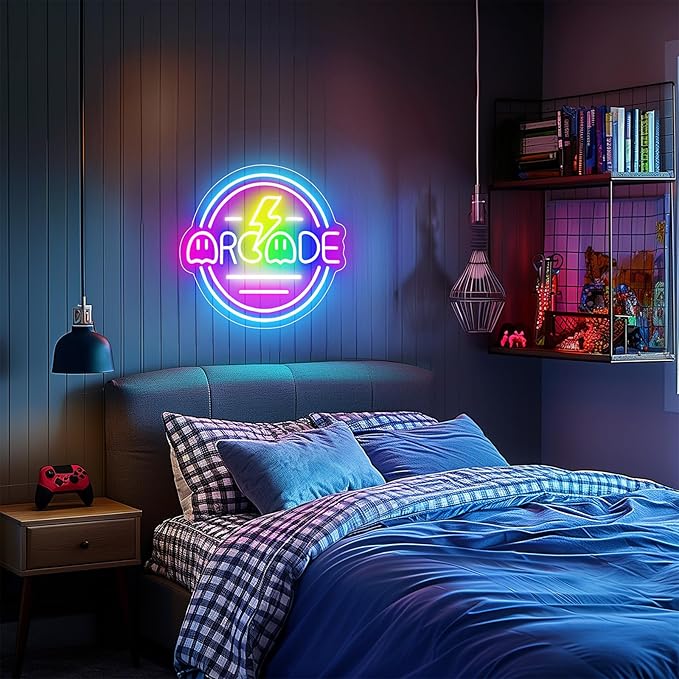Gamer Neon Sign for Gamer Room Decor, Dimmable Arcade Neon Signs for Wall Decor, USB Powered Bright LED Neon Gaming Signs for Boys Room, Best Gamer Gifts for Teenage Boys, Kids(13.3”x13.3”)