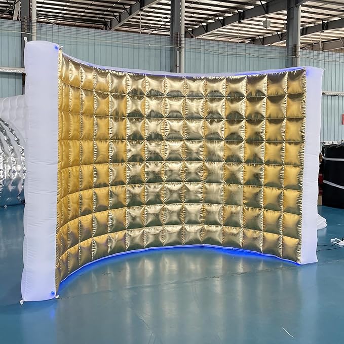 SAYOK Inflatable Photo Booth Wall (Gold, 119' 'x 59''x 91'') Selfie Booth Backdrop, Photo Booth Enclosure Inflatable Photo Shoot Background Golden Wall for Wedding Party Exhibition Event