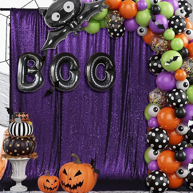 Juya Delight Purple Sequin Curtains 2Pcs 2FT x 8FT Glitter Backdrop Curtain for Birthday Party Christmas Wedding