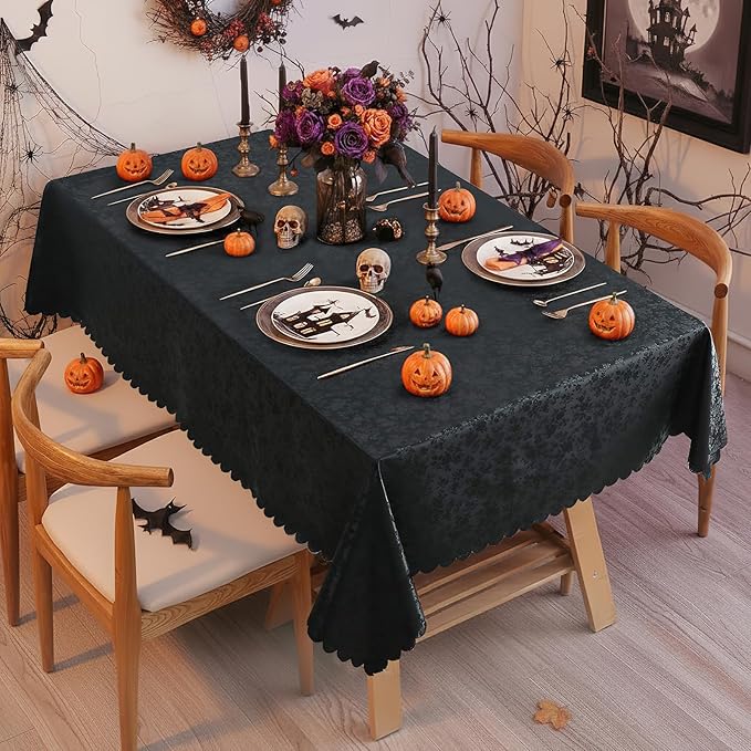 Smiry Rectangle Table Cloth, Waterproof Heavy Duty Vinyl Tablecloths, Wipeable Washable Table Cover for Kitchen and Dining Room (Black, 54" X 120")