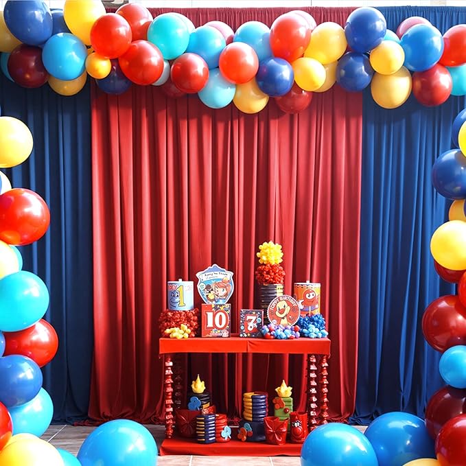 30×12ft Wrinkle Free Red Backdrop Curtain for Wedding Parties,6 Panels 5×12ft Long Soft Silky Polyester Backdrop Drapes Red Photo Back Drop Curtains for Photography Stage Christmas Background Cloth