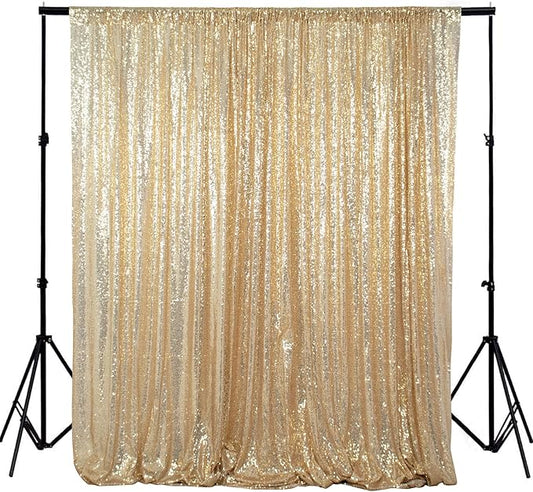 ShinyBeauty PHOTOBOOTH Backdrop - 4FTx7FT - Light Gold Sequin Fabric, Wedding & Rust Backdrop, Photography Curtains