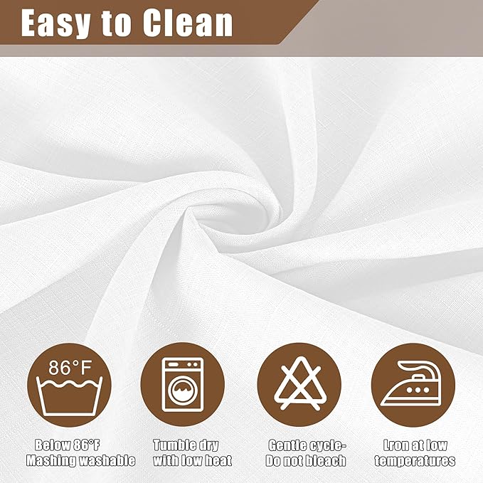 Fitable Faux Linen Tablecloths Rectangle 60 x 120 Inch - 2 Pack Textured Table Clothes for 8 Foot Tables, White Faux Burlap Table Covers for Dining, Party, Farmhouse, Banquet, Wedding
