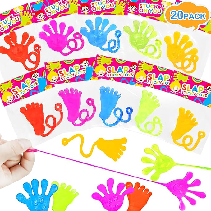 Halloween Large Sticky Hands & Feet Party Favors Supplies for Toddlers (20 PCS), Pinata Goodie Bag Stuffer Fillers for Kids,School Student Non Candy Treats Treasure Box Prizes Toy Gifts for Boys Girls