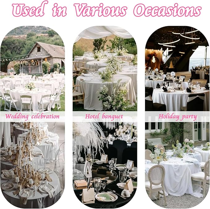 KKJIAF 1 Pack Round Table Cloths 90 Inch, Light Pink Overlay Round Satin Table Cover, Silky Satin Dining Tablecloths for Wedding Buffet Parties Banquet Decoration