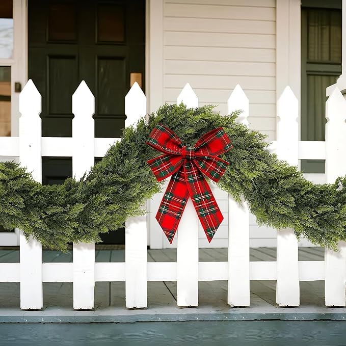 Christmas Cedar Garland - 16ft Artificial Cedar Garland Faux Lush Green Fake Pine Needles for Fireplace,Table,Window,Stairs,Mante,Holiday Indoor Outdoor Xmas Decor(1PCS)