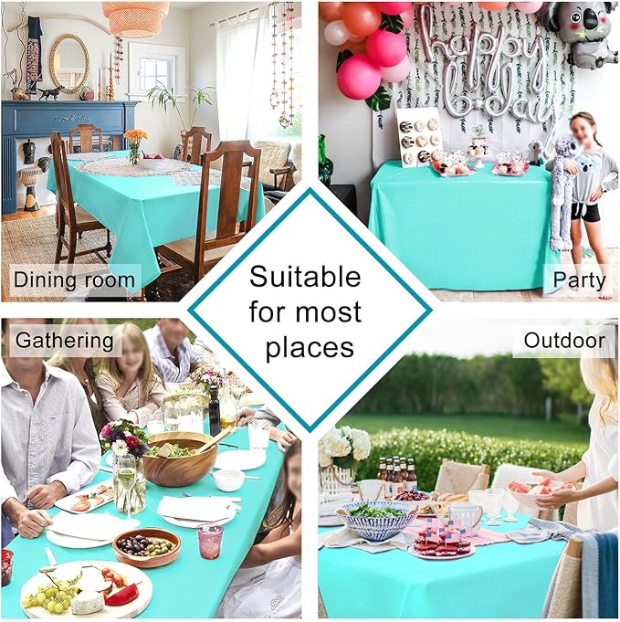 Hiasan Light Blue Tablecloth Square - Waterproof and Wrinklr Resistant Washable Polyester Fabric Table Cloth for Dining Room and Outdoor Use, 30 x 30 Inch