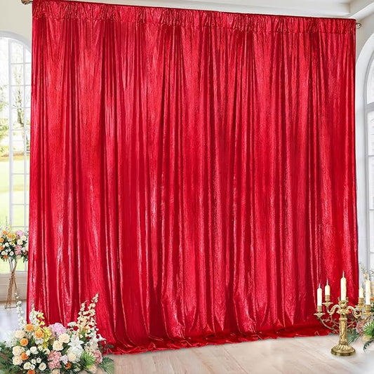 Wedding Arch Backdrop Cover: Red Party Photography Background Drapes 2 Packs 4.8x8FT Wrinkle Free Fabric for Birthday Christmas