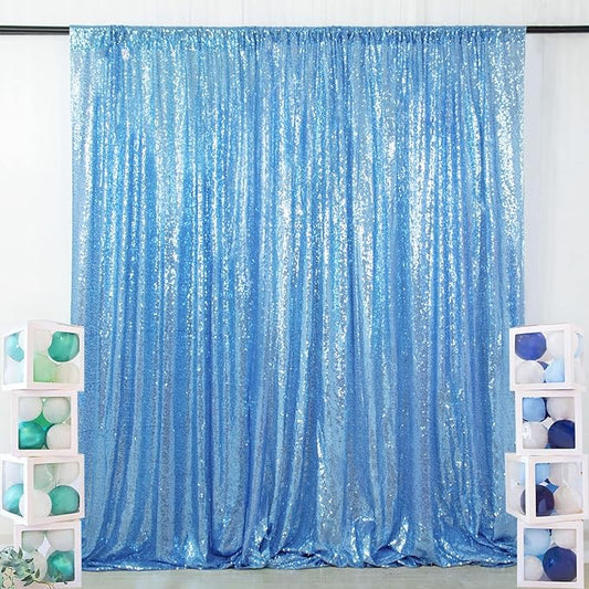 ShiDianYi 4FTX6FT-Baby Blue-Sequin Photo Backdrop,Party/Prom Photography Background,Wedding Photo Booth, Glitter Backdrop for Birthday Party Baby Shower