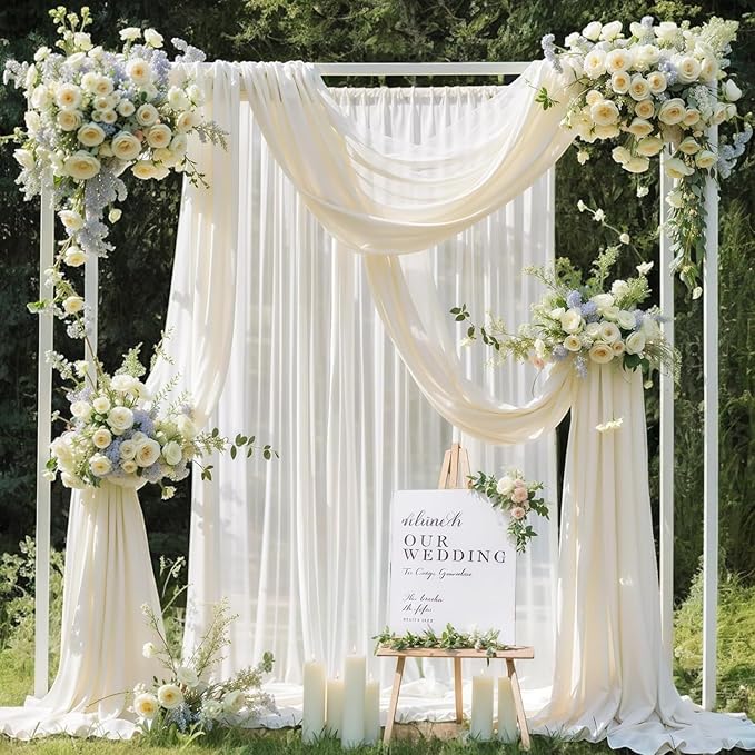 MDS Halloween Chiffon Draping Fabric - 1 Panel, 30" Wide x 30ft Long - Sheer Spooky Arbor & Canopy Drapery for Haunted House Backdrops, Party Ceilings, DIY Costumes & Themed Events - Ivory
